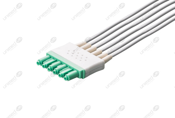 Drager Compatible Reusable ECG Lead Wire - AHA - 6 Leads Snap