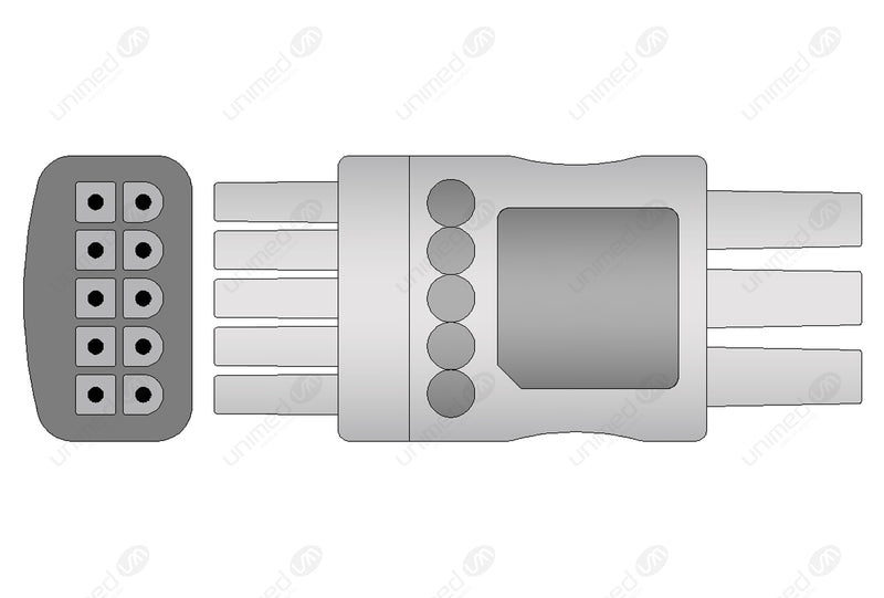 Datascope Compatible Reusable ECG Lead Wire - AHA - 3 Leads Snap