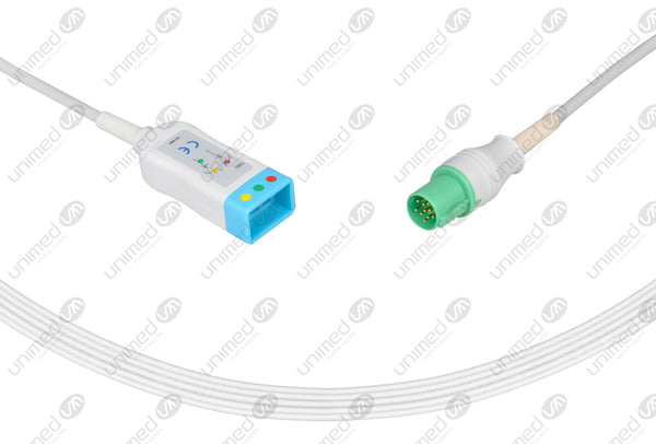 GE-Hellige Compatible ECG Trunk cable - IEC - 3 Leads/Datex 3-pin