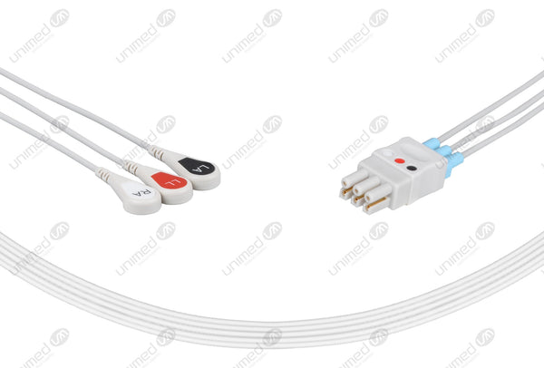 Datex Compatible Reusable ECG Lead Wires 3 Leads Snap