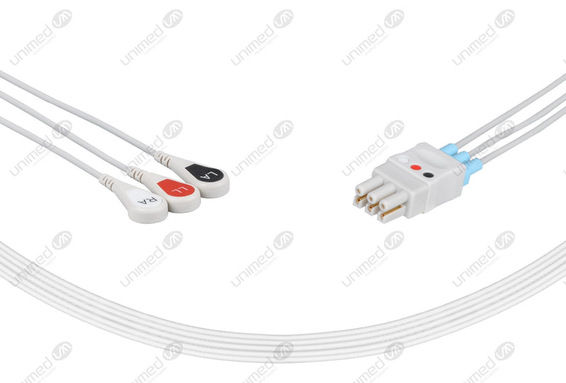 Datex Compatible Reusable ECG Lead Wires 3 Leads Snap