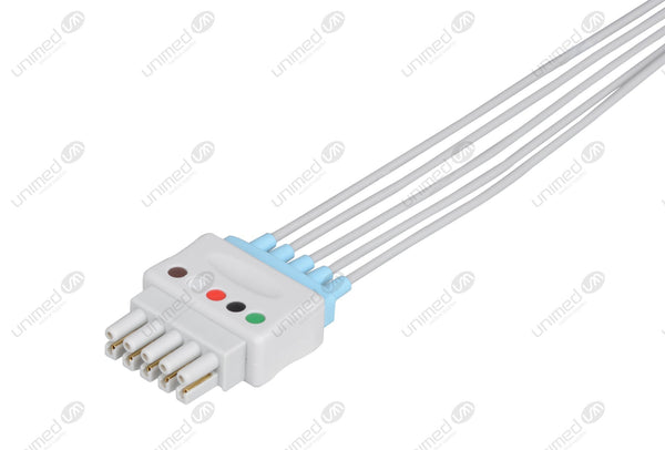 Datex Compatible Reusable ECG Lead Wire - AHA - 5 Leads Grabber