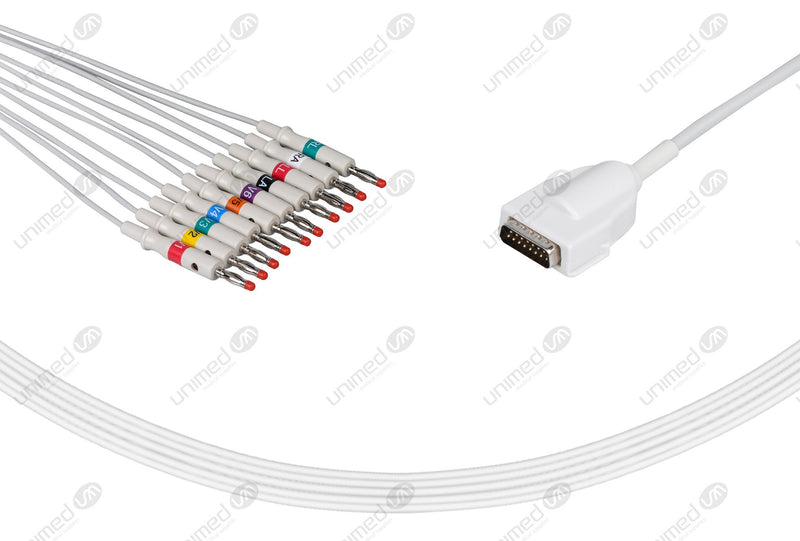 Burdick Compatible One Piece Reusable EKG Cable-7704 4mm Banana 