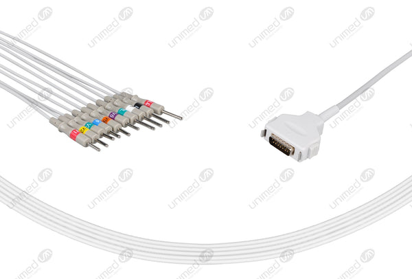 Fukuda Compatible One Piece Reusable EKG Cable-CP-101LD, CP-104L 3mm Needle 