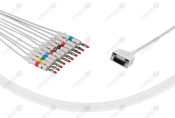 Fukuda me Compatible One Piece Reusable EKG Cable 4mm Banana 