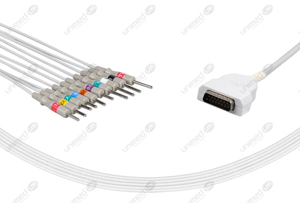Marquette Compatible One Piece Reusable EKG Cable 3mm Needle 