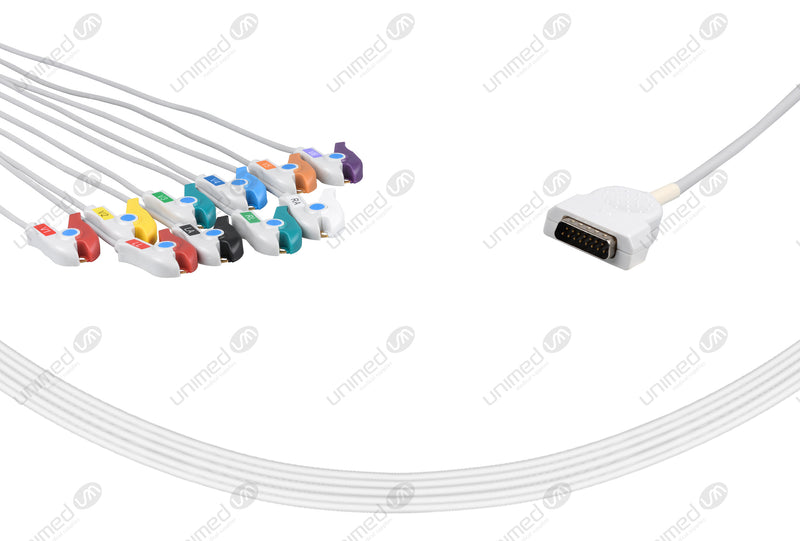 Marquette Compatible One Piece Reusable EKG Cable - AHA - Grabber