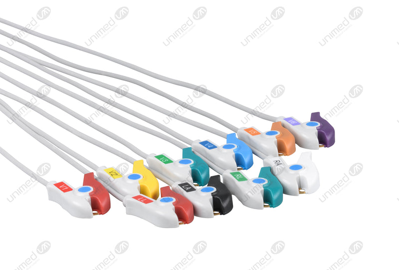 Marquette Compatible One Piece Reusable EKG Cable - AHA - Grabber