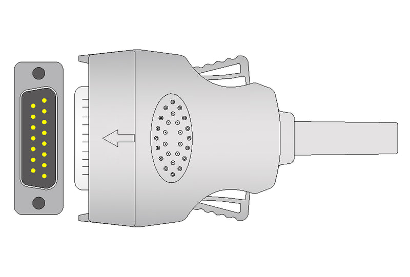 Mortara Compatible One Piece Reusable EKG Cable - AHA - 3mm Needle