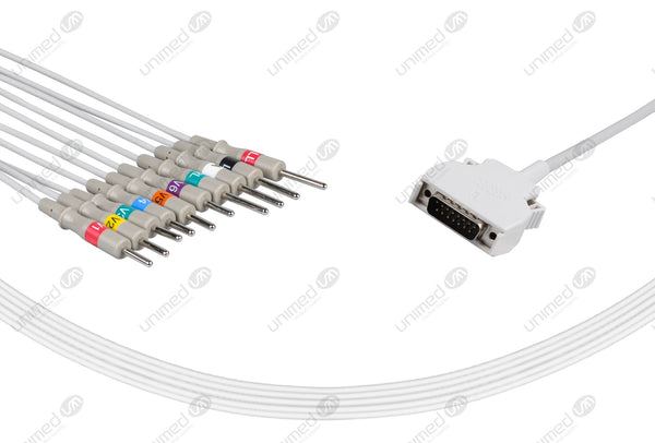 Mortara Compatible One Piece Reusable EKG Cable 3mm Needle 