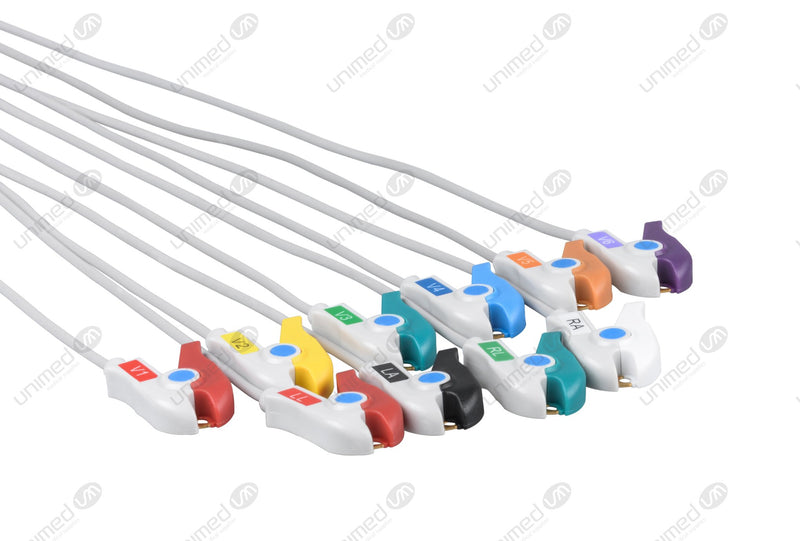 Grabber End Mortara Compatible One Piece Reusable EKG Cable