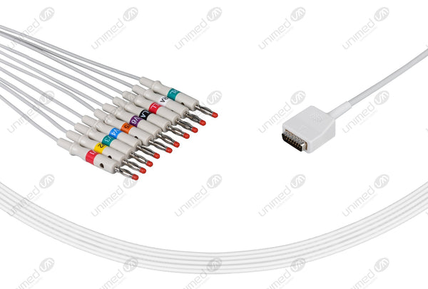 Nihon Kohden Compatible One Piece Reusable EKG Cable-45502-NK 4mm Banana 