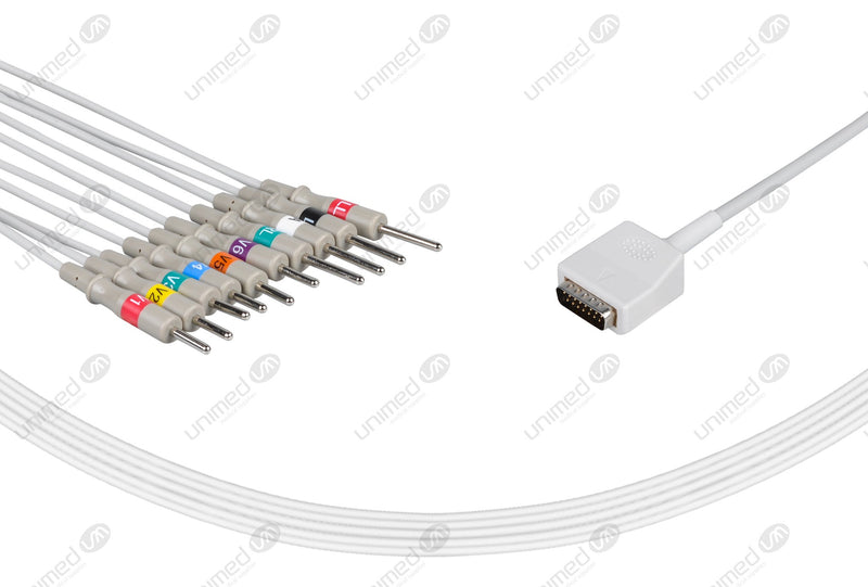 Nihon Kohden Compatible One Piece Reusable EKG Cable 3mm Needle 