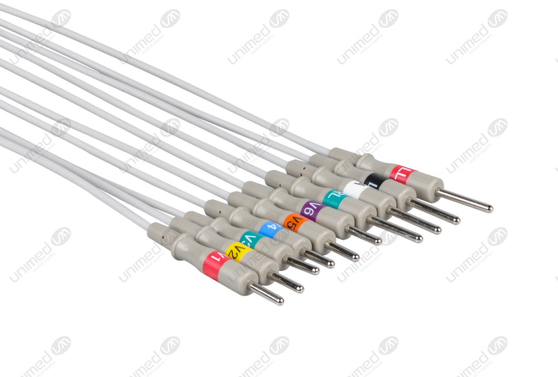Nihon Kohden Compatible One Piece Reusable EKG Cable - AHA - 3mm Needle