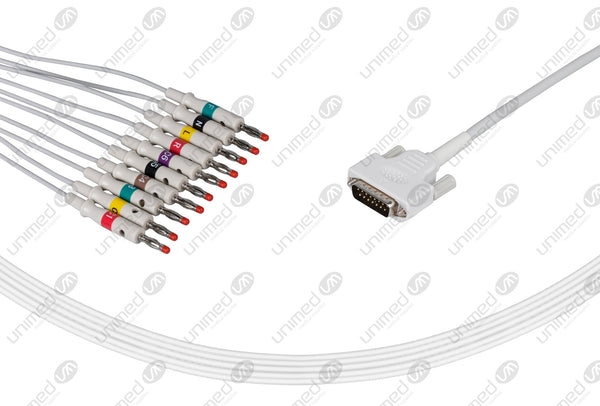 Nihon Kohden Compatible One Piece Reusable EKG Cable - IEC - 4mm Banana