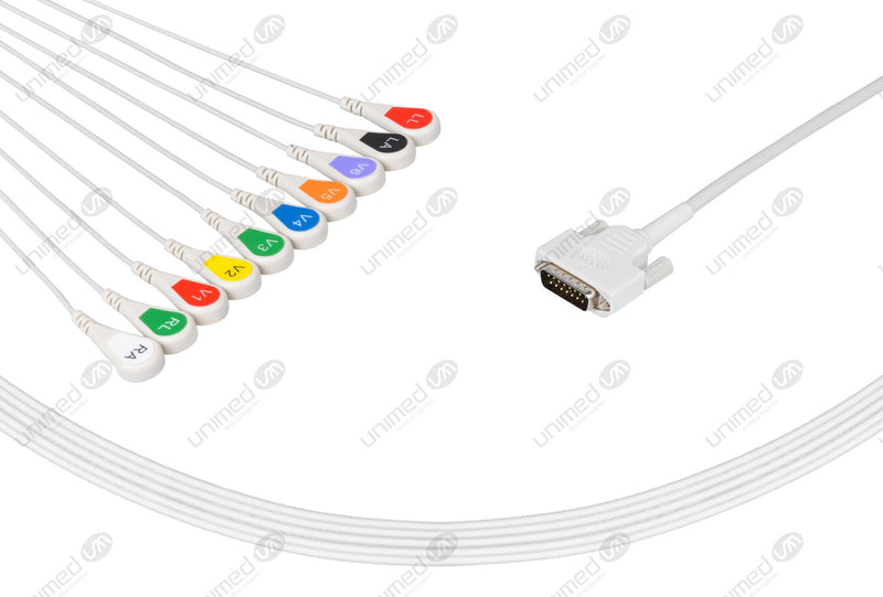 Nihon Kohden Compatible One Piece Reusable EKG Cable Snap 