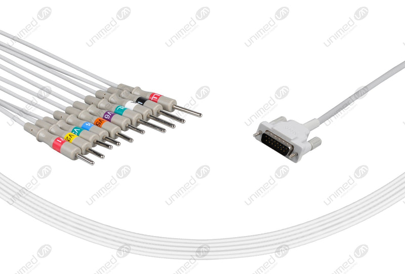 Schiller (Long Screw) Compatible One Piece Reusable EKG Cable 3mm Needle 