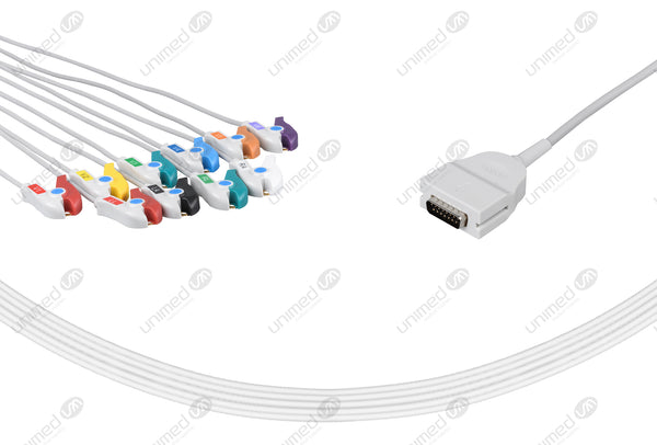 Burdick Compatible One Piece Reusable EKG Cable - AHA