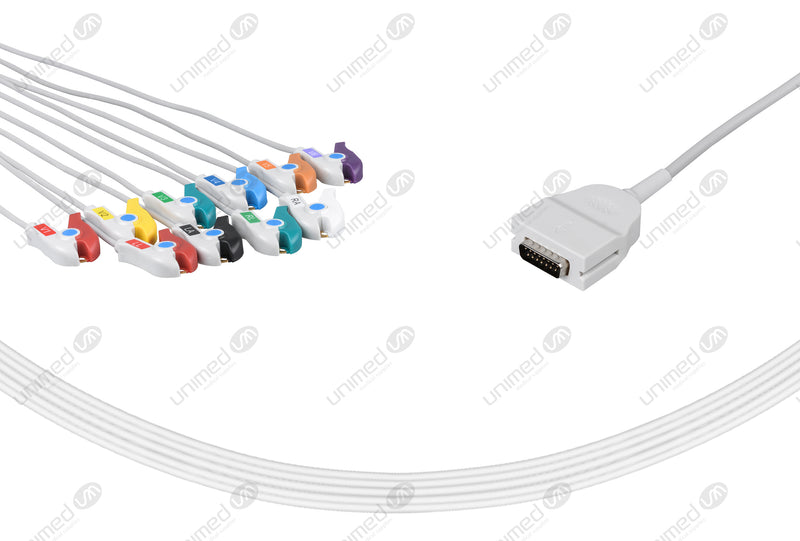 Burdick Compatible One Piece Reusable EKG Cable - AHA