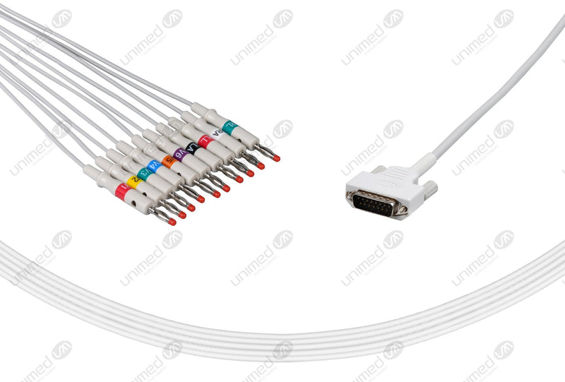 Edan Compatible One Piece Reusable EKG Cable-01.57.107048 4mm Banana 