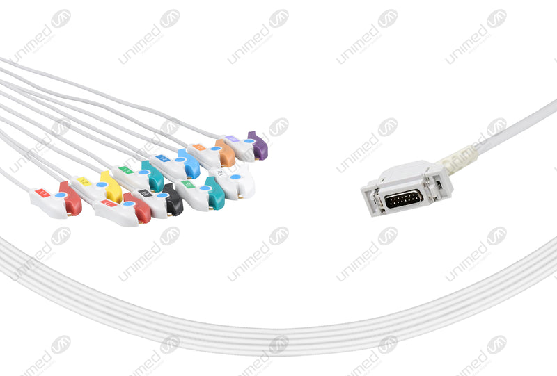 Hellige Compatible One Piece Reusable EKG Cable with Resistance - AHA - Grabber