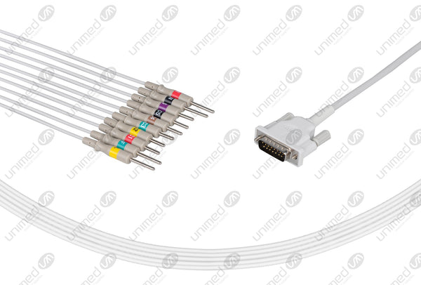 Philips Compatible One Piece Reusable EKG Cable - IEC - 3mm Needle