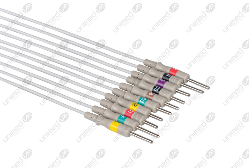 Philips Compatible One Piece Reusable EKG Cable - IEC - 3mm Needle