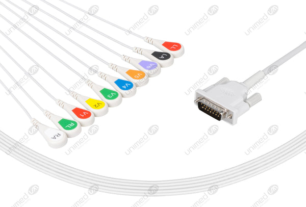 Philips Compatible One Piece Reusable EKG Cable Snap 