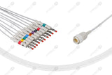 Kenz Compatible One Piece Reusable EKG Cable with Resistance - AHA - 4mm Banana