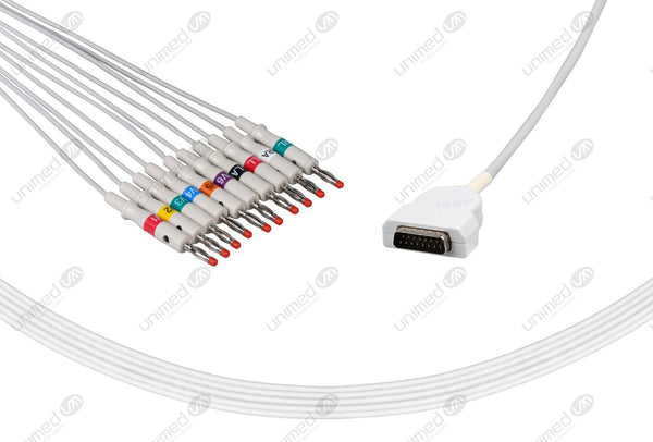 Marquette Compatible One Piece Reusable EKG Cable 4mm Banana 