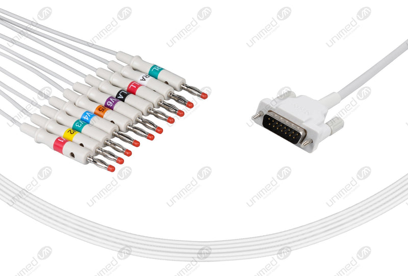 Schiller (Long Screw) Compatible One Piece Reusable EKG Cable-2.400095 4mm Banana 