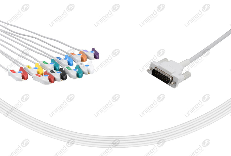 Schiller (Long Screw) Compatible One Piece Reusable EKG Cable-2.400116E Grabber 