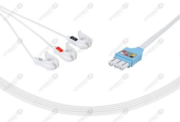 Philips Compatible Disposable ECG Lead Wire - AHA - 3 Leads Grabber Box of 10