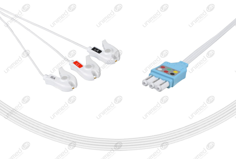 Philips Compatible Disposable ECG Lead Wire - AHA - 3 Leads Grabber Box of 10