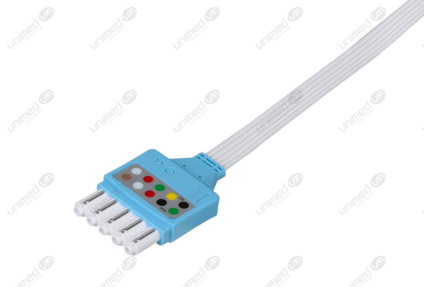 Philips Compatible Disposable ECG Lead Wire - AHA - 5 Leads Grabber Box of 10