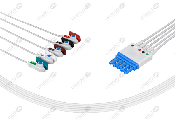 Philips Compatible Reusable ECG Lead Wire - AHA - 5 Leads Grabber