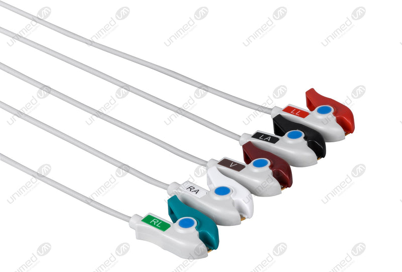 Philips Compatible Reusable ECG Lead Wire - AHA - 5 Leads Grabber