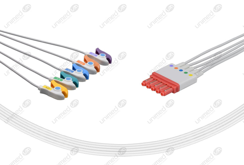 Philips Compatible Reusable ECG Lead Wire - AHA - 5 Leads (Chest Lead) Grabber