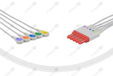 Philips Compatible Reusable ECG Lead Wire - AHA - 5 Leads (Chest Lead) Snap