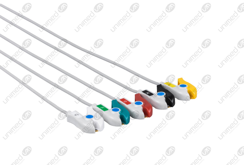 Philips Compatible ECG Telemetry cable with 5 lead wire and clip connector
