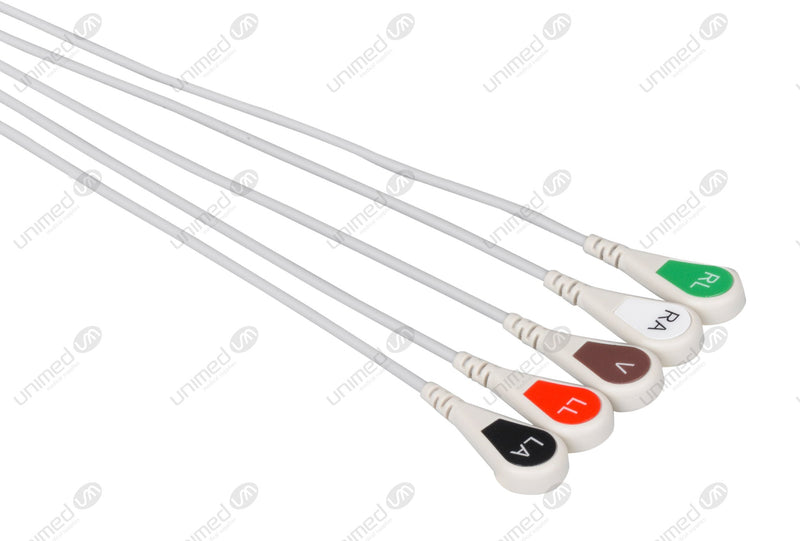 Philips Compatible ECG Telemetry cable - AHA - 5 Leads Snap