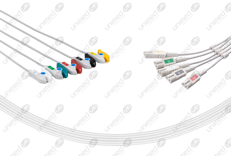 LL Compatible Reusable ECG Lead Wire - IEC - 5 Leads Grabber