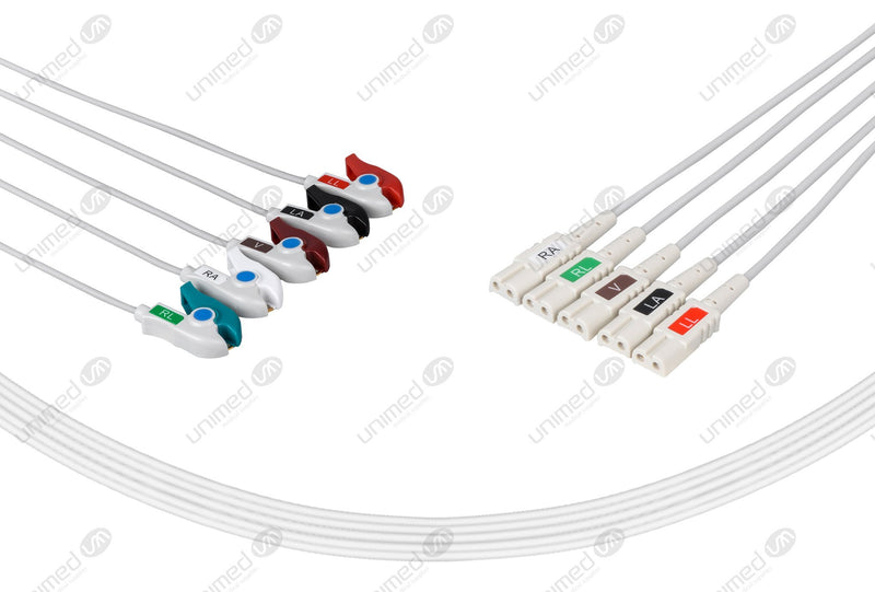 LL Compatible Reusable ECG Lead Wires 5 Leads Grabber