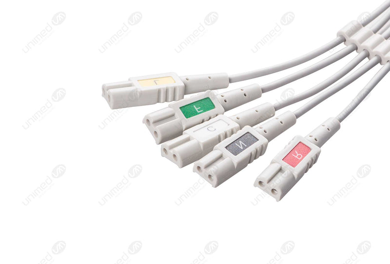 LL Compatible Reusable ECG Lead Wire - IEC - 5 Leads Snap