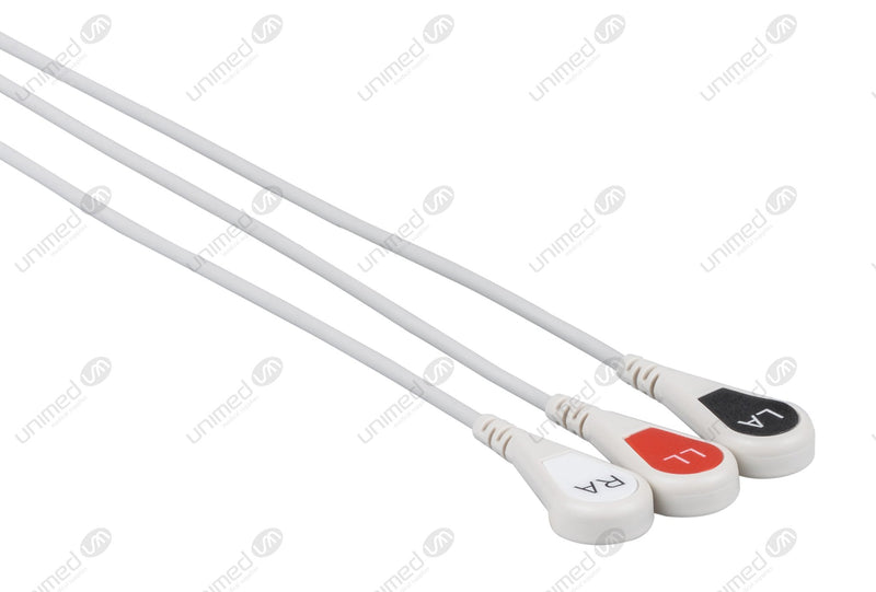 Mennen Compatible Reusable ECG Lead Wire - AHA - 3 Leads Snap