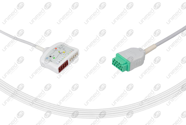 Marquette Compatible ECG Trunk cable with 10-pin for monitor connector and 10 lead for lead wire connector