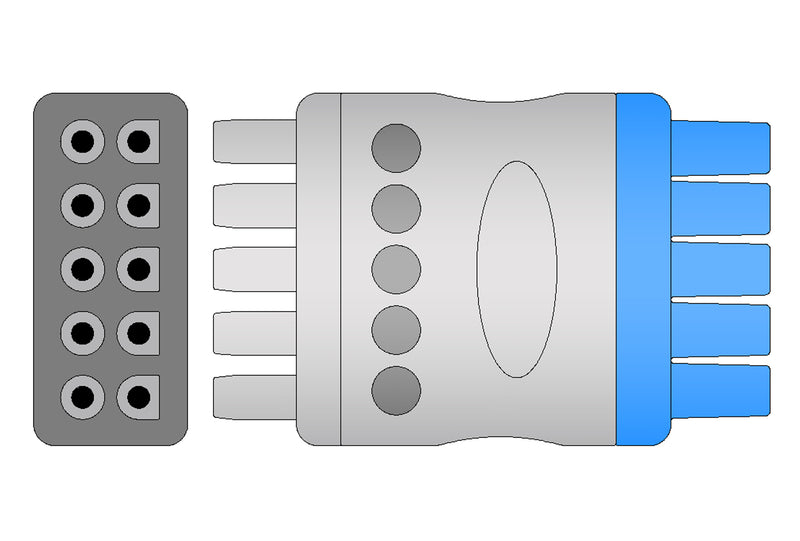 GE/Marquette Compatible EKG Lead Wire - AHA - Snap End