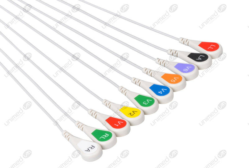 GE/Marquette Compatible EKG Lead Wire - AHA - Snap End