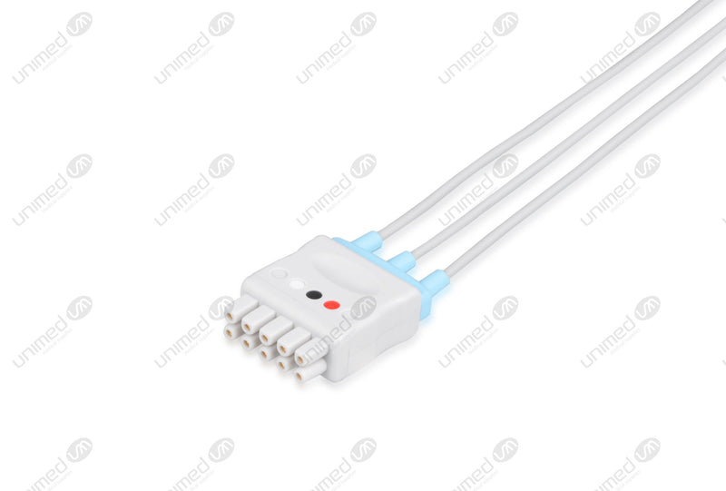GE/Marquette Compatible Reusable ECG Lead Wire - AHA - 3 Leads Snap