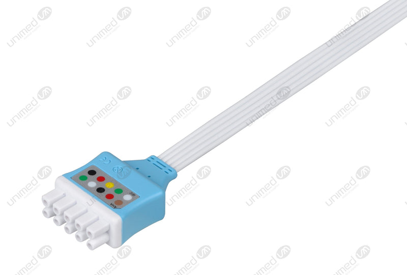 GE/Marquette Compatible Disposable ECG Lead Wire - AHA - 5 Leads Grabber Box of 10